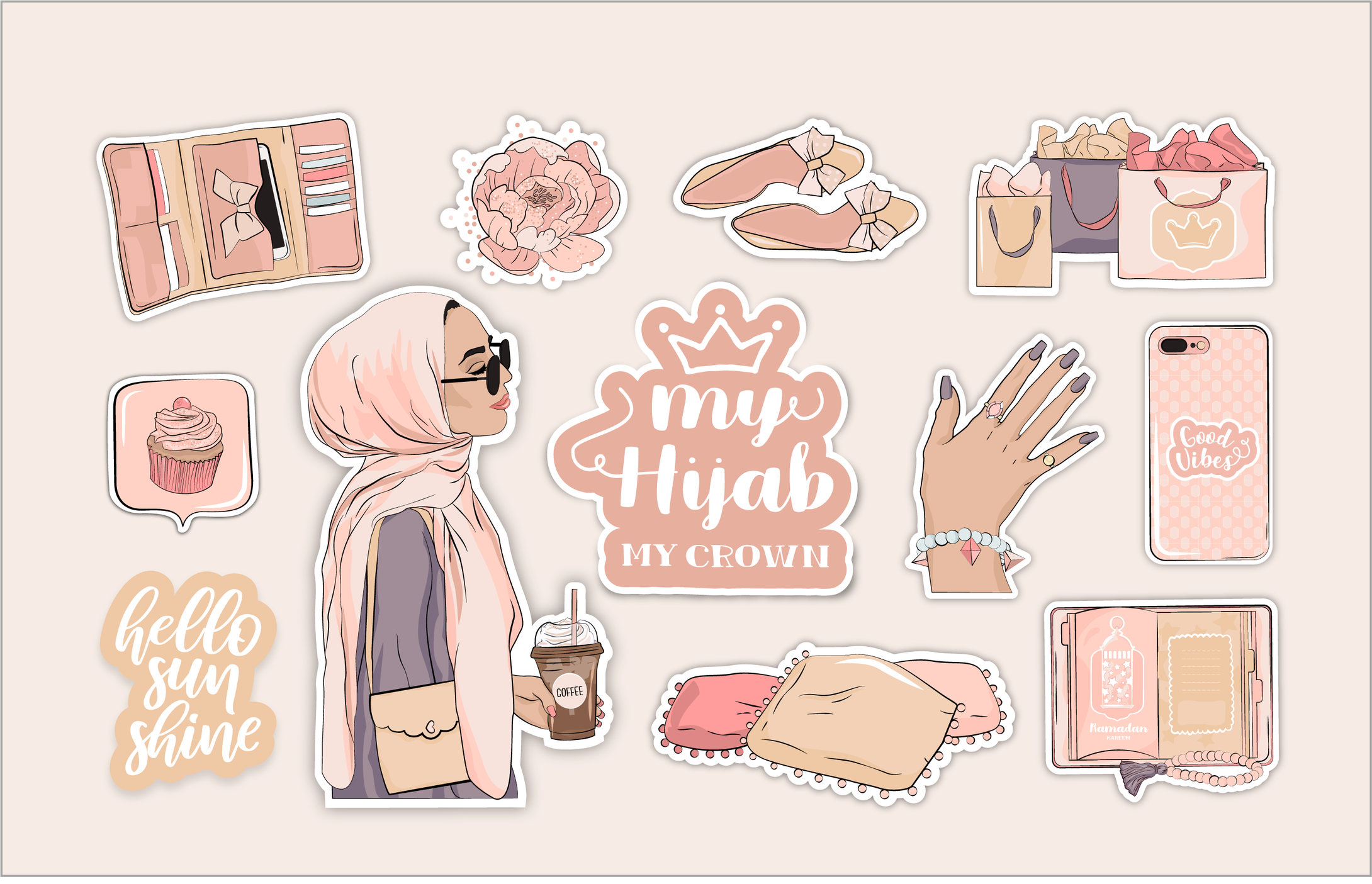 Muslim Girl My Hijab Stickers